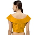 thumbnail image 3 of eloria Women's Art Silk Boat Neck Sari Top Blouse Partywear Sleevless Fillers With backside Zipper, Color : Dark Yellow, 3 of 6