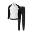 thumbnail image 4 of VBTAPA Color Block Track Suit for Men Waffle Knit Casual Sweatsuit Raglan Long Sleeve Full Zip Hoodie Jacket with Drawstring Pants Jogging Matching Set with Pockets Limited Time Deals White M, 4 of 9