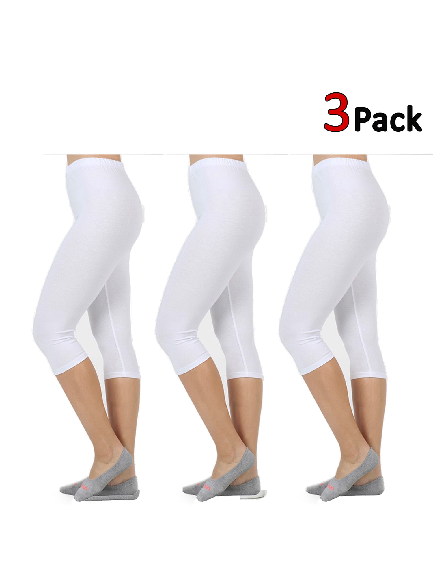 KOGMO Womens Premium Cotton Comfortable Stretch Capri Leggings 15in ...
