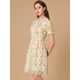 thumbnail image 2 of Vestido de gasa con mangas abullonadas y decoración floral con volantes para mujer Rosa S, 2 of 6
