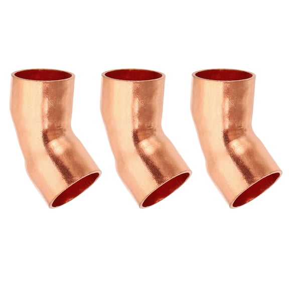 Uxcell 15mm ID 1mm Thick Elbow Copper Fitting, 3pcs 99.9% Pure Copper 45 Degree Sweat Solder Pipe Connector