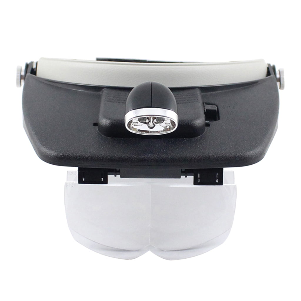 ZPAQI Handsfree Head Mount Magnifying Glass 2 LED Light for Jewelry Close Work Sewing