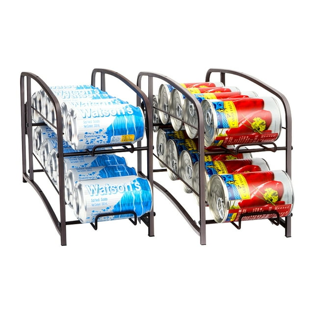 2 Pack Can Organizer Stackable Freestanding Can Storage Dispenser for