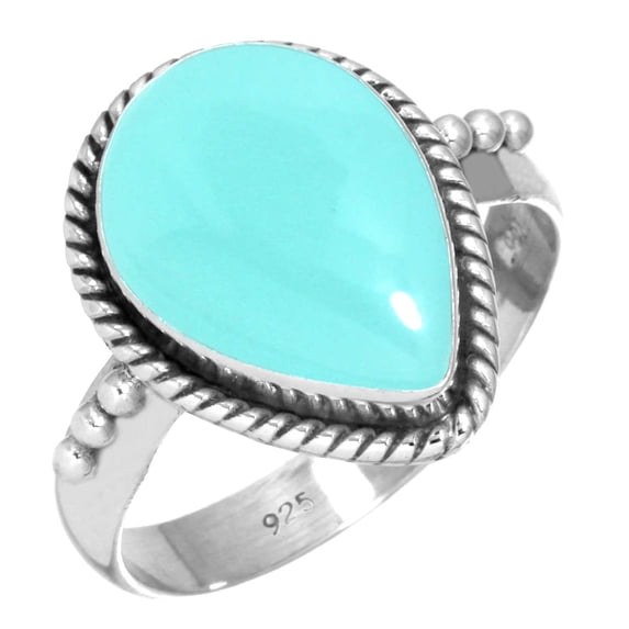 925 Sterling Silver Ring Aqua Chalcedony Handmade Jewelry