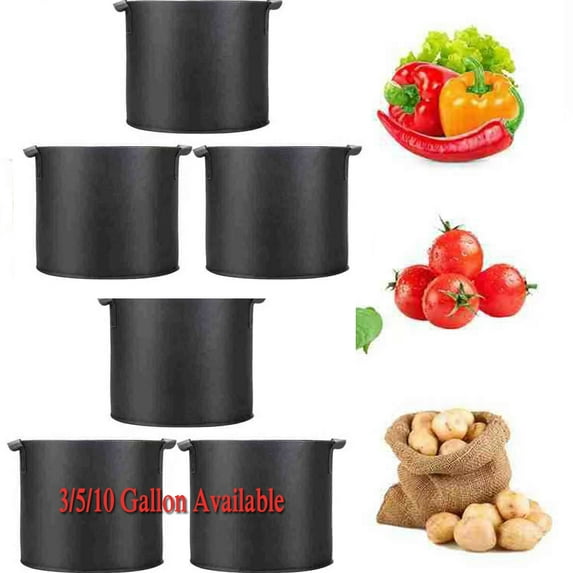 3/ 5/10 Gallon Thickened Nonwoven Grow Pouch with Inflatable Fabric Pot with Handle