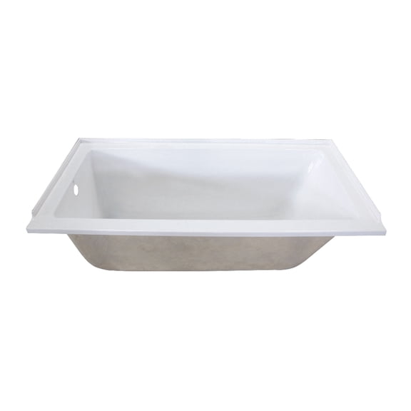 Aqua Eden VTPN603020L 60-Inch Acrylic Rectangular Drop-In Tub, Left Hand Drain in Glossy White