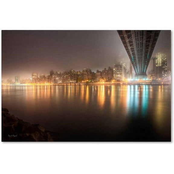 Trademark Fine Art "Fog Under the Queensborough Bridge - Midtown" Canvas Art by David Ayash