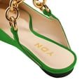 thumbnail image 3 of YDN Women Casual Pointed Toe Mules Low Heels Flats Slip on Slipper Sandals with Gold Chain Summer Shoes Size 12 Green, 3 of 4
