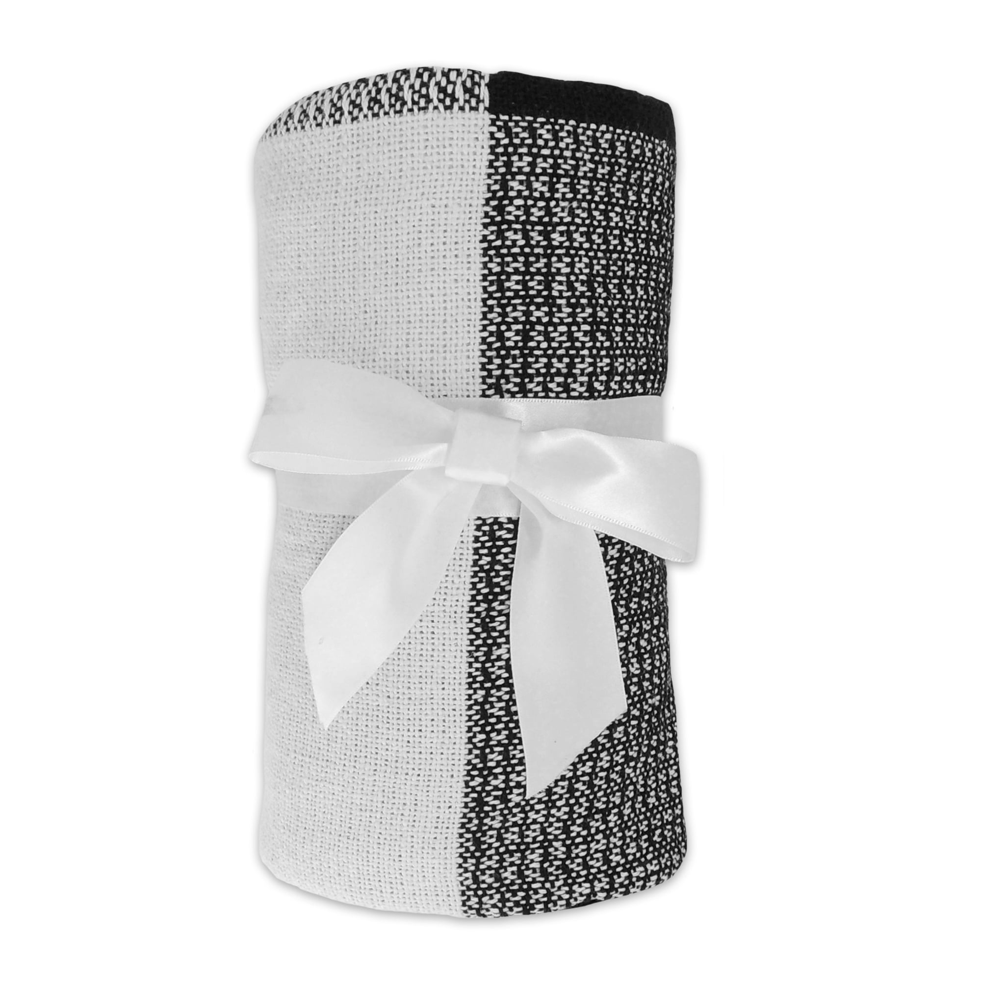 Ox Bay Black/White Tartan Plaid Cotton Throw Blanket, 50" x 60"