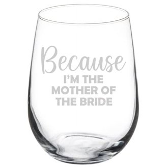 "Because Work" Funny Stemless Wine Glass - 17oz Office Humor Gift For Coworker, Boss, Retirement, Colleague Leaving