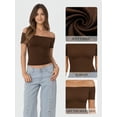 thumbnail image 4 of MOYIKO Off The Shoulder Tops for Women Short Sleeve Slim Fit Shirts Basic Clothes 2026 Fashion, 4 of 7