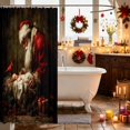 thumbnail image 3 of Manfei Santa Waterproof Shower Curtain 72Wx72L Holiday Bathroom Curtain, Rust Cream, 3 of 5