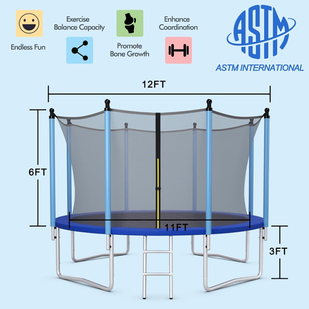 Aimee Lii Outdoor Trampoline with Safety Closure Net, Kids Recreational Trampolines, 12 ft