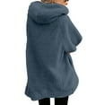 thumbnail image 4 of AherBiu Plus Size Fleece Jackets for Women Zip up Hooded Fluffy Warm Winter Coats Long Sleeve Outwear Solid Color, 4 of 7