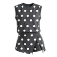 thumbnail image 6 of Womens 2 Piece Skirt Set Summer 2026 Polka Dot Print Crew Neck Sleeveless Tank Tops Asymmetrical Wrap Skort Outfits,Black,XL, 6 of 7