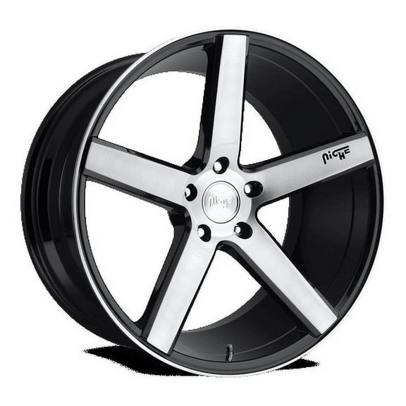 Niche 1PC Aluminum Rim M124 MILAN 19X8.5in Gloss Black Brushed Finish, M124198565 35