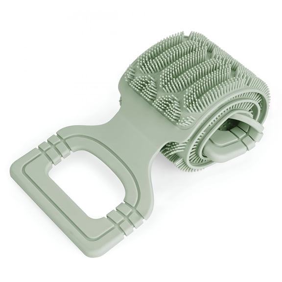 RAGUPEL 2026 New Silicone Back Scrubber for Shower, 27.6" Dual Sided Bath Body Scrub Shower Brush Washer Extra Long with Handle Exfoliating Back Scrubbers for Men&Women (Green)