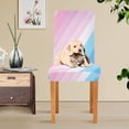 thumbnail image 4 of Yayeee 2 Pack Dining Chair Covers Stretch Parson Chairs Slipcovers Seat Protector, Pink Gradient, 4 of 6