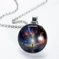 thumbnail image 2 of Galactic Space Stunning Glass Design Circular Pendant Jewelry Necklace, 2 of 5