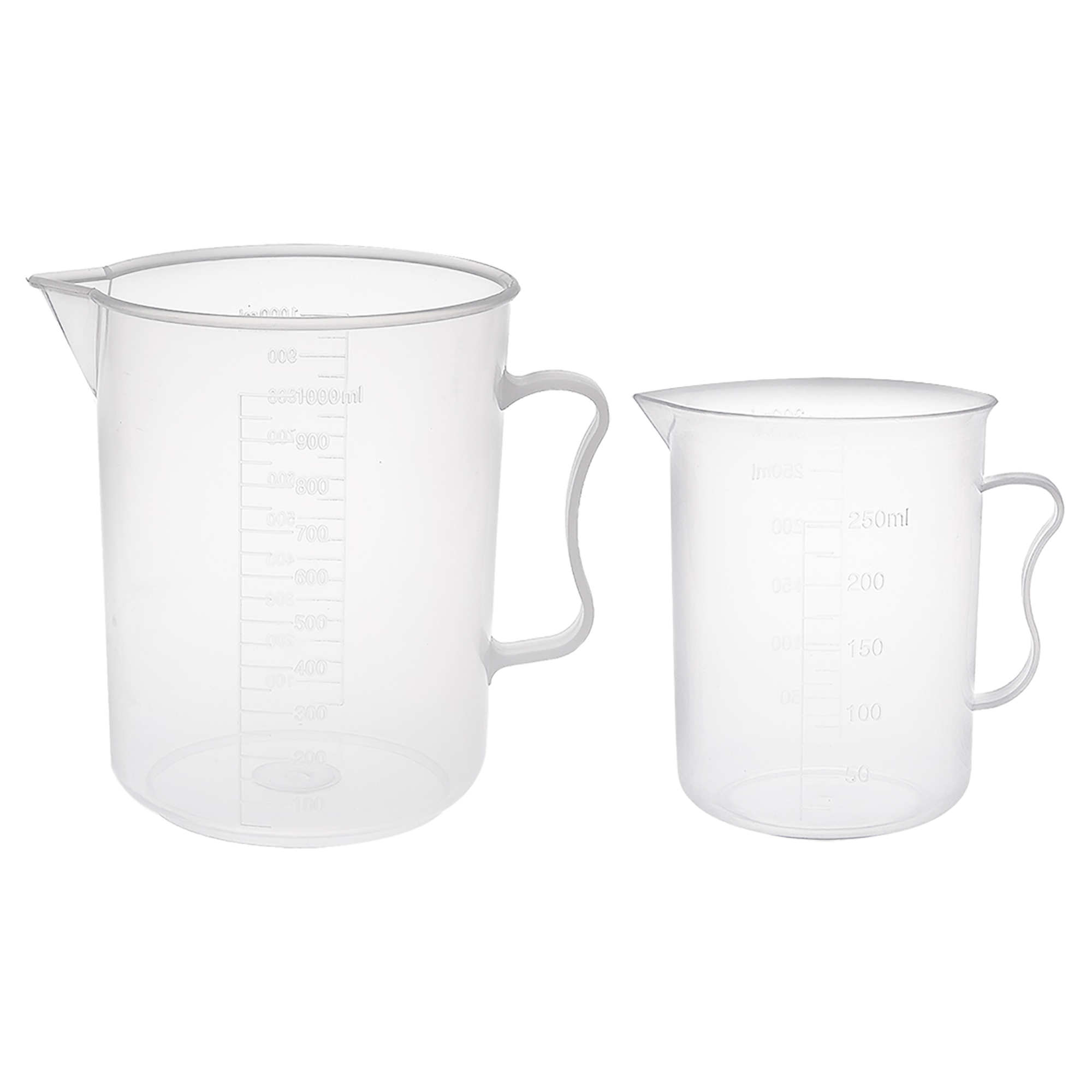 Laboratory Clear White PP Measuring Cup Handled Beaker 300ML 1000ML Set