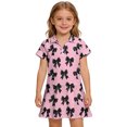 thumbnail image 2 of CCRFTGI Girls Polo Dress Size 6-7 Back To School Short Sleeve Uniform Casual Bow Print Pleated Flare Skater Polo Dresses Summer Button-Down Collar Picque Polo Dress Watermelon Red 11-12 Years, 2 of 5