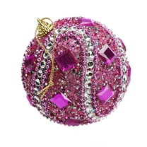 Christmas Rhinestone Glitter Baubles Balls Xmas Tree Ornaments Sets,Christmas Tree Decorations Dipped In Powder Xmas Bulbs Decorations Ornaments Sets for Christmas,Hot Pink,1 Pcs,3.1",8cm