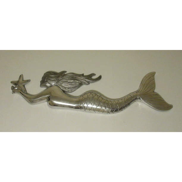 Over Sized Hanging Metal Mermaid Wall, Large Wooden Mermaid Wall Hanging