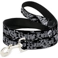 thumbnail image 1 of Buckle-Down Pet Leash - Born to Raise Hell Black White - 4 Feet Long - 1 2" Wide, 1 of 1