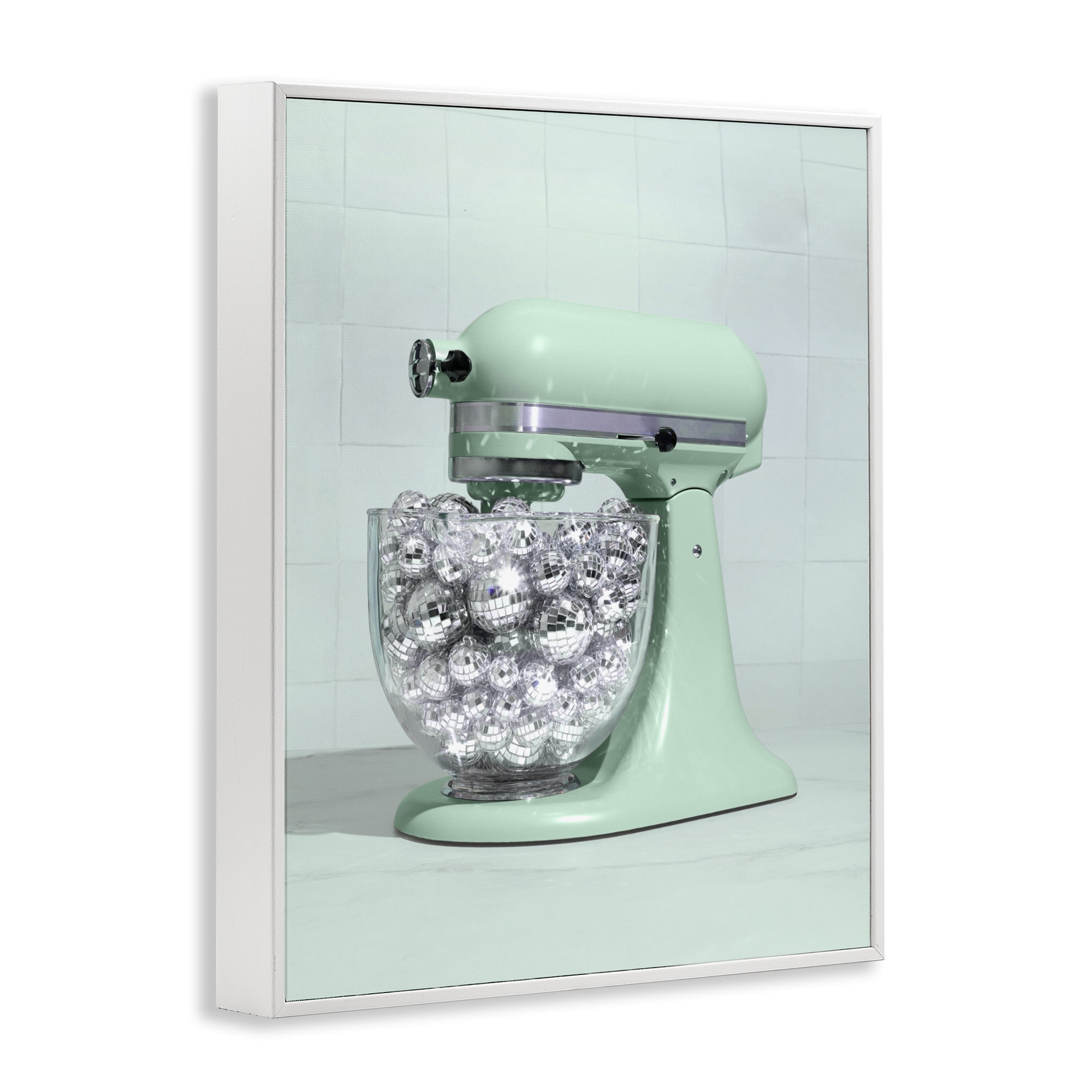 Stupell Industries Disco Kitchen Mixer over Green White Framed Giclee Art, design by LISH Creative