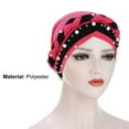 thumbnail image 3 of Cheers.US Women African Turban Caps Twisted Braid Beaded Head Wraps Bonnet Beanie Headscarf Solid Color Elastic Wrap Cap for Women, 3 of 4