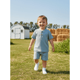 thumbnail image 5 of BemeyourBBs Infant Baby Boys Girls Summer Clothes Toddler Baby Boy Girl Summer 2 Pieces Outfit Waffled Solid Color Short Sleeve Button Shirt Tops with Pockets Shorts Set, 5 of 9