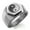 Silver, variant on Stainless Steel Paisley Yin Yang Engraved Hexagon Crest Flat Top Biker Style Polished Ring