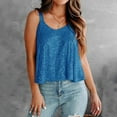 thumbnail image 2 of Women Summer Tops Women's Sleeveless Sequin Vest Club Evening Women's Party Top Suspender Vest Women Tops Cardigan Dark Teal for Crop Sports 10 Memory Foam Dark Bodysuit Christmas Running Blue S, 2 of 5