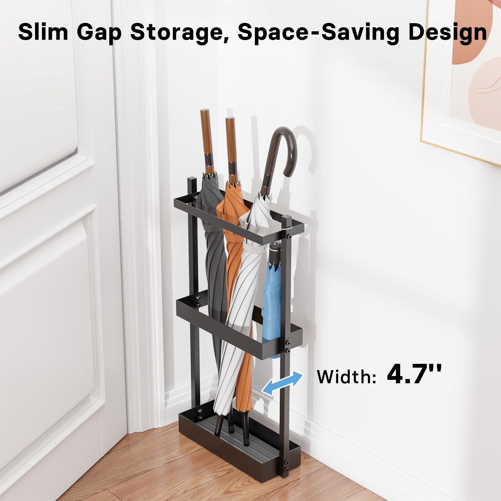 Umbrella Stand With Drying Stone  Steel Holder Rack Organizer For Entryway Mudrooms Office Black