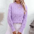 thumbnail image 5 of 2024 Big Clearance Clearance Black and Friday Oversized Sweaters Womens Plus Size Fayshow0 Women'S Casual Round Neck Long Sleeve Sweater Knitted Stripe Loose Blouse Tops, 5 of 9