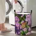 thumbnail image 5 of Balery butterflies and Gardens Pattern Round Laundry Basket with Handles Waterproof Freestanding Laundry Hamper for Clothes Toys in the Dorm and Family-Medium, 5 of 6