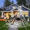 thumbnail image 5 of Paquete de 2 decoraciones de Halloween, arañas al aire libre, arañas peludas gigantes de 5 pies para decoración de patio de Halloween, fiesta de miedo al aire libre, 5 of 5