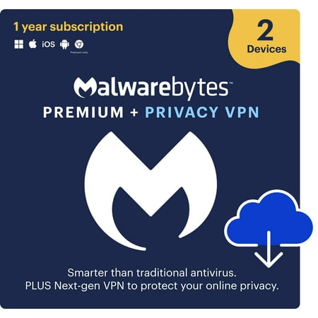 Malwarebytes Premium + Privacy VPN Bundle 2-Device 1-Year Subscription [Digital Download]