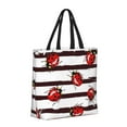 thumbnail image 2 of Sigee Ladybugs on Black and White Striped1 Print Large Capacity Zippered Tote Bag - Durable, Stylish and Versatile for Everyday Use, 2 of 9
