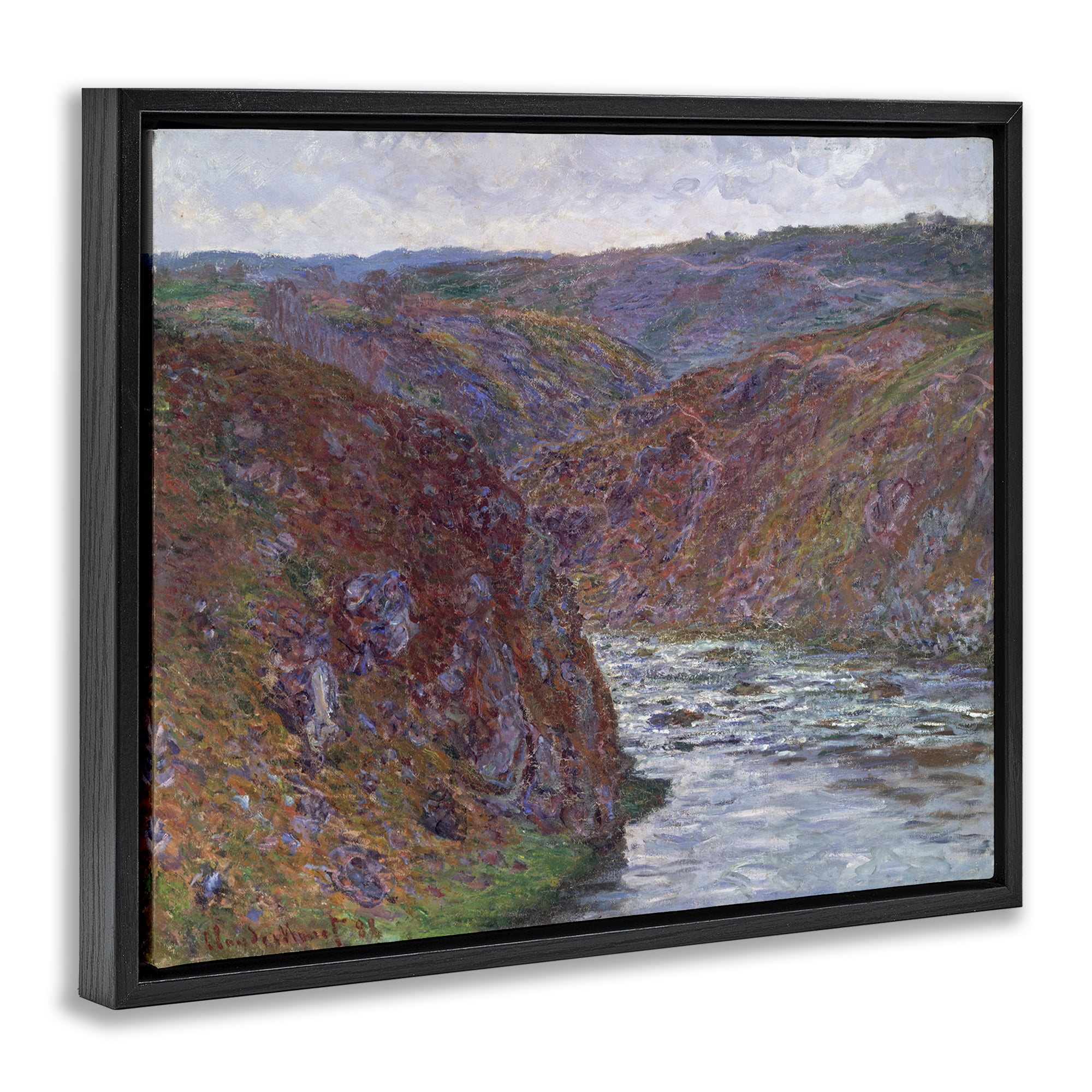 Stupell Industries Classical Valley of Creuse Landscape & Nature Painting Black Floater Framed Canvas Art Print Wall Art, 21 x 17