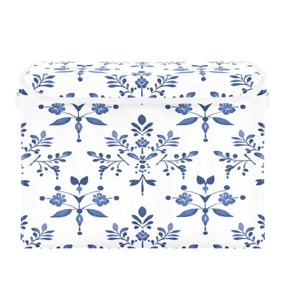 Storage Box With Lid 16.5x12.6x11.8In Foldable Stacked Household Storage Box Beautiful Cute Blue