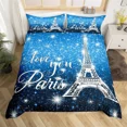 thumbnail image 4 of 2024 Paris Duvet Cover Set Eiffel Tower Bedding Set Polyester Romantic French Flower Quilt Cover For Girl Teen Women Room r, 4 of 7