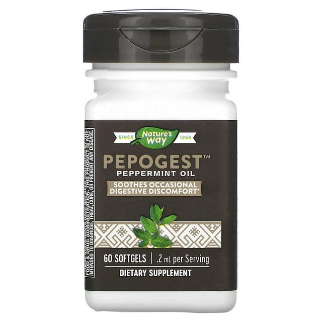Nature's Way | Pepogest Peppermint Oil, 60 Cápsulas, Suplemento para la digestión