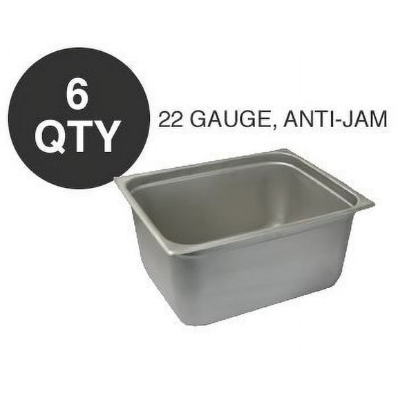 6 HALF SIZE 6"D ANTI-JAM STEAM TABLE PAN
