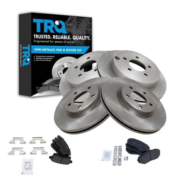 TRQ Front and Rear Brake Pad & Rotor Kit Brake Pads Brake Rotor Semi-Metallic Fits Select 2007-2009 Ford Edge Lincoln MKX