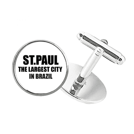 ST.Paul The Largest City In Brazil Round Button Cuff Clip Stud Cufflinks