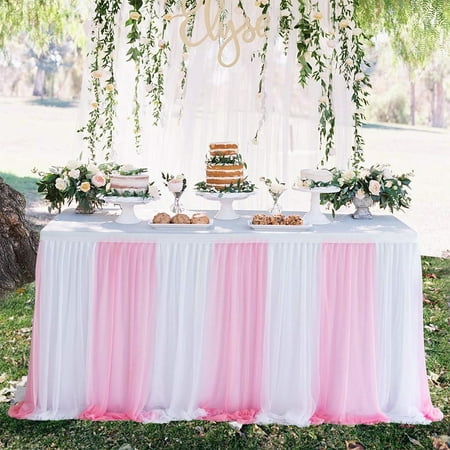 Diy Cross Knot Tulle Table Skirt For Baby Shower Birthday Party Wedding Round Rectangle Decor Canada Diy Cross Knot Tulle Table Skirt For, Round Table Decorations For Baby Shower