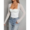 thumbnail image 4 of Michellecmm Women Fitted Crop Tops Cutout Mesh Long Sleeve Shirt Casual Pullover for Club Streetwear Aesthetic Grunge Clothes, 4 of 7