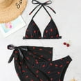 thumbnail image 3 of 3Pieces Y2K Bikinis Women Cherries Print Skirt Swimsuit Halter Bra Bikini Female Swimming Suit Bathsuit, 3 of 5