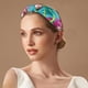 thumbnail image 2 of 1 Pc Diadema Ancha Impresa Elegante con Nudos para Mujeres 6.50"x4.92" Verde Morado, 2 of 3